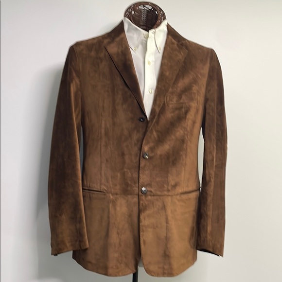 Bruno Magli Brown Suede Leather Blazer